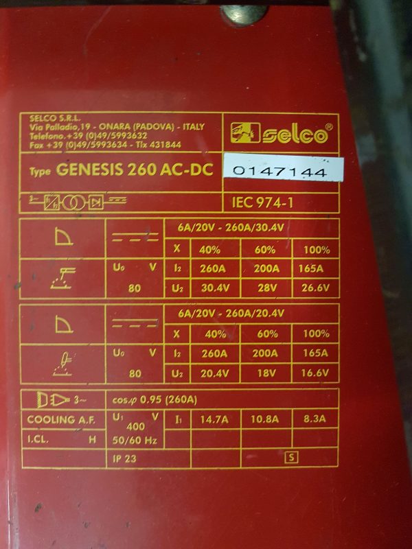 SELCO GENESIS 260 AC/DC - SCHEDA306 - Usato