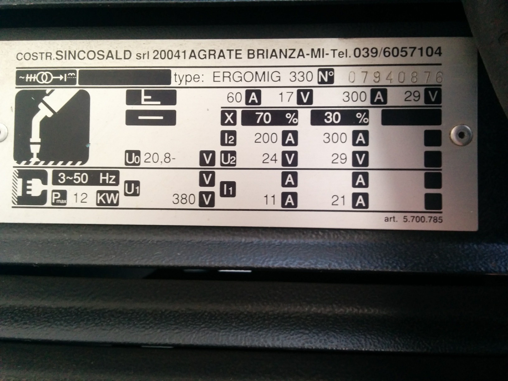 SINCOSALD ERGOMIG 330 + COMBI 2R - SCHEDA248 - Usato