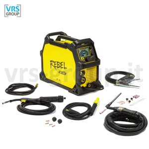 ESAB Rebel EMP 205ic AC/DC - Saldatrice multiprocesso completa di kit cavi MMA, torcia MIG, torcia TIG e kit ricambi
