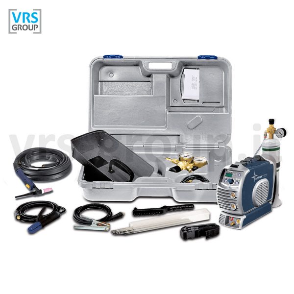 BOHLER WELDING Uranos 1500 TLH, completa di cavo massa, pinza portaelettrodo, torcia TIG, riduttore di pressione, kit elettrodi e maschera a mano