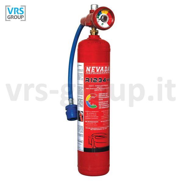 NEVADA Bombola gas refrigerante R1234yf per diagnosi e ricarica A/C auto con manometro - 700 g